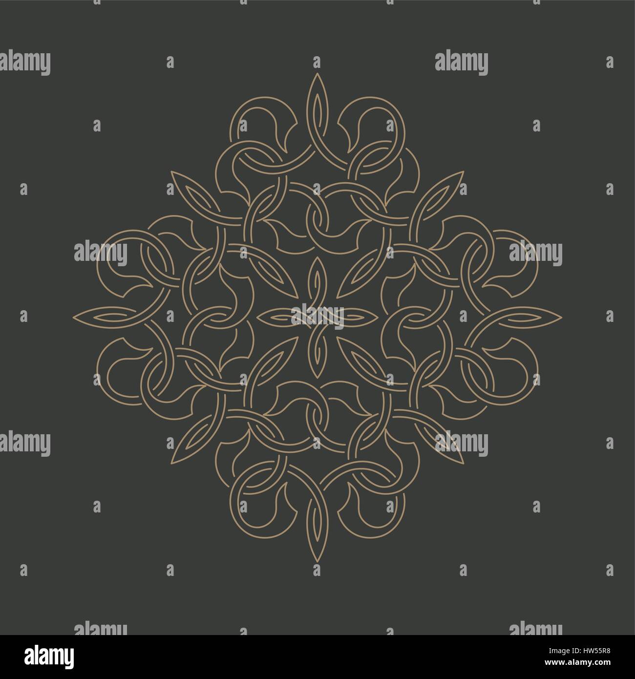 Kreismuster in arabischem Stil. Runde Ornament mit sich überschneidenden geschwungene Linien. Vektorelement der Grafik-design Stock Vektor