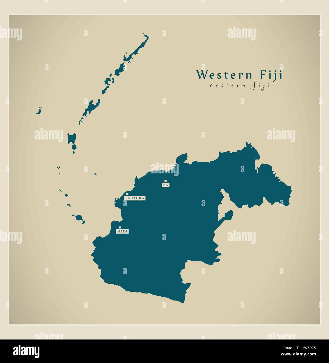 Moderne Karte - westlichen Fidschi FJ Stock Vektor