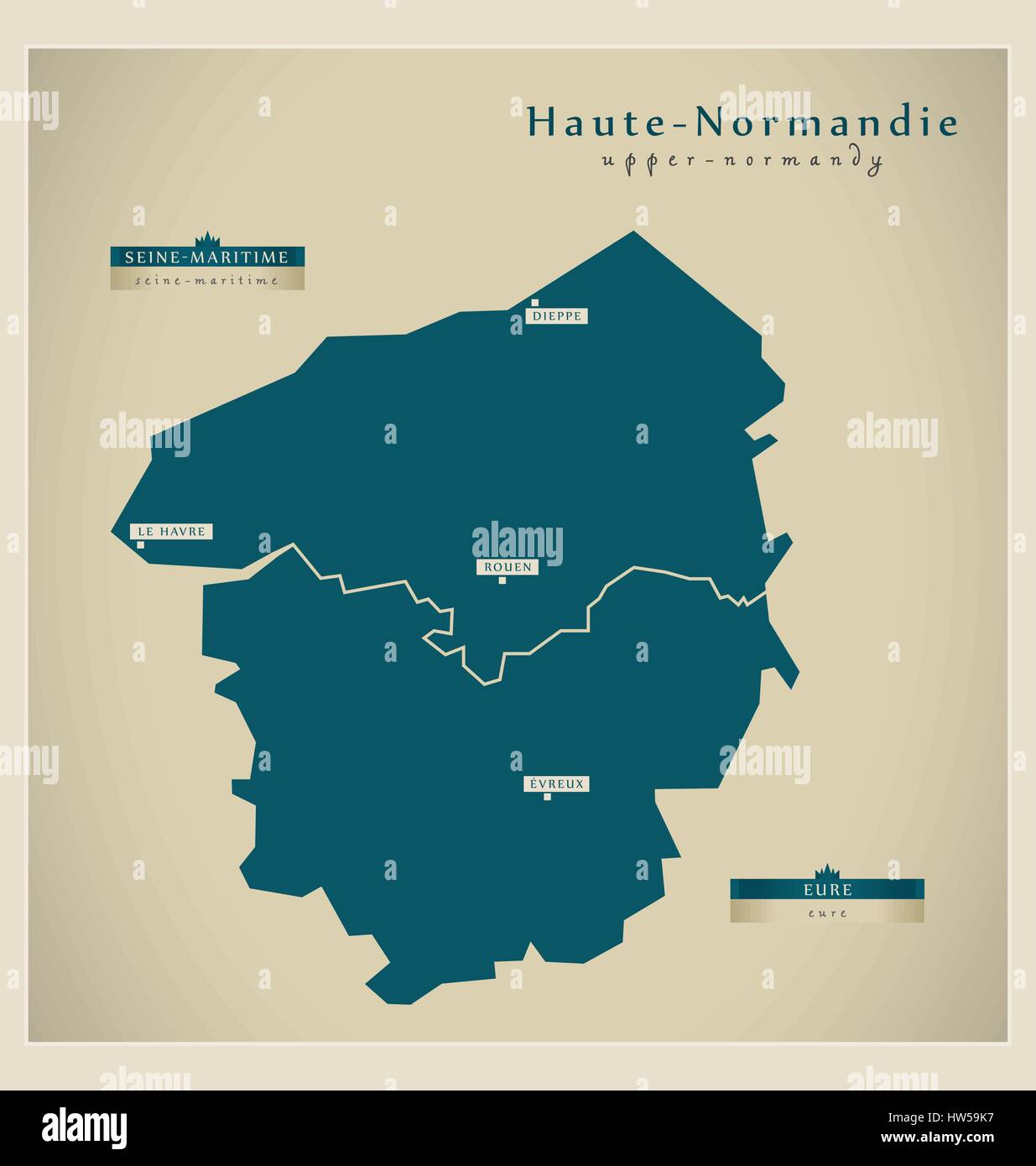 Moderne Karte - Haute-Normandie FR Stock Vektor