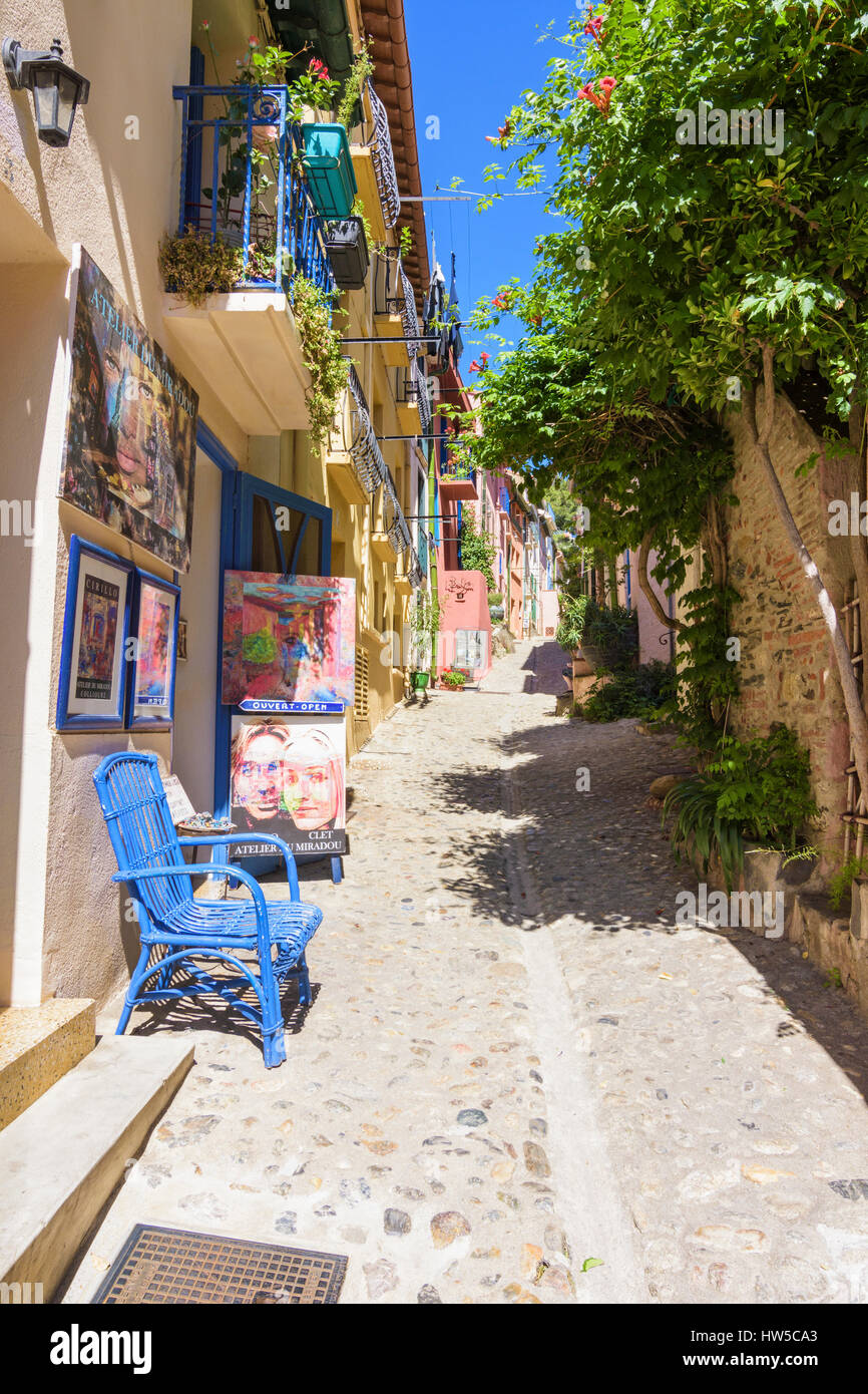 Atelier des Künstlers in der alten quartier Mouré in Collioure Stadt, Côte Vermeille, Frankreich Stockfoto