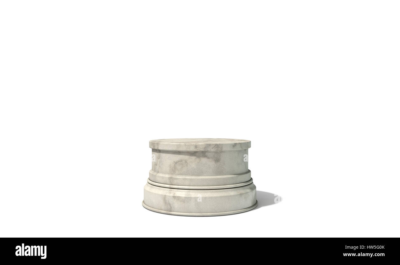 Eine leere Runde hellen Marmor Stein Trophäe basieren auf einem isolierten weißen Studio-Hintergrund - 3D render Stockfoto
