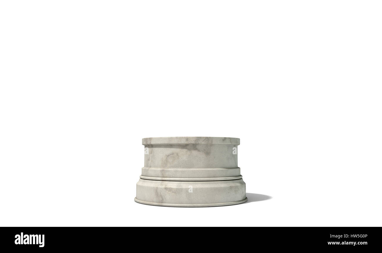 Eine leere Runde hellen Marmor Stein Trophäe basieren auf einem isolierten weißen Studio-Hintergrund - 3D render Stockfoto