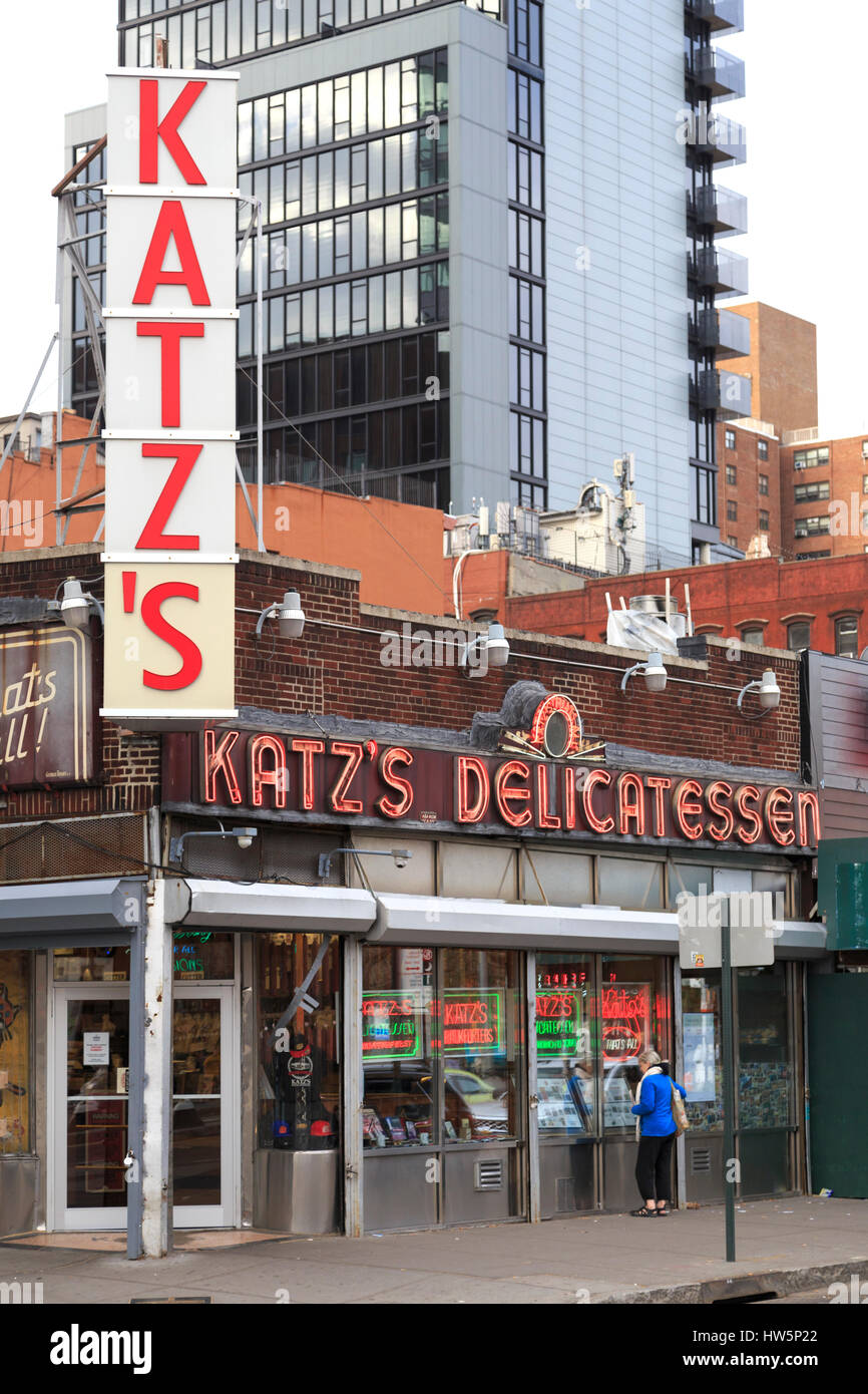 USA, New York City, Manhattan, Lower East Side, Katz Deli Stockfoto