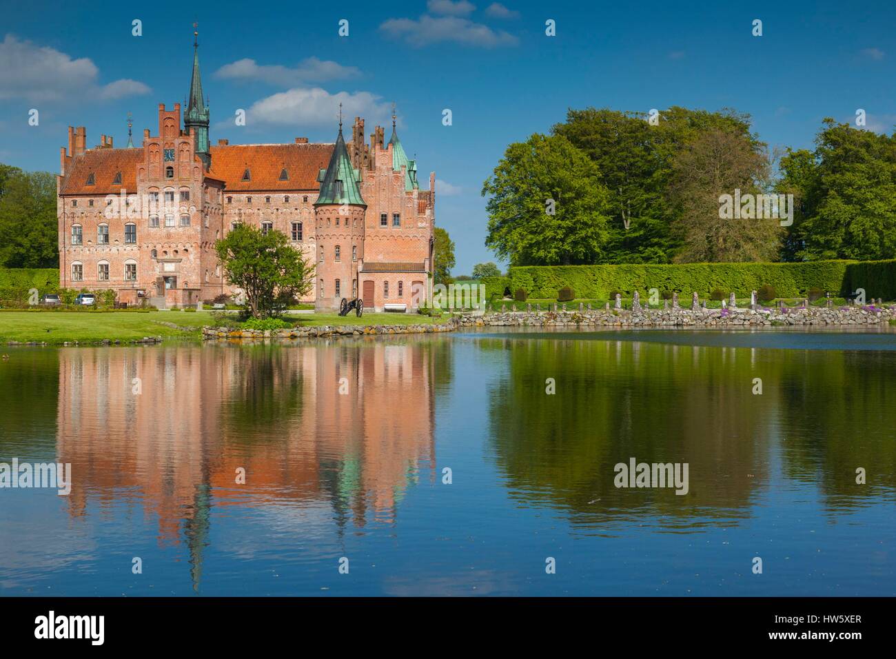 Dänemark, Fünen, Egeskov Schloss Egeskov, außen Stockfoto