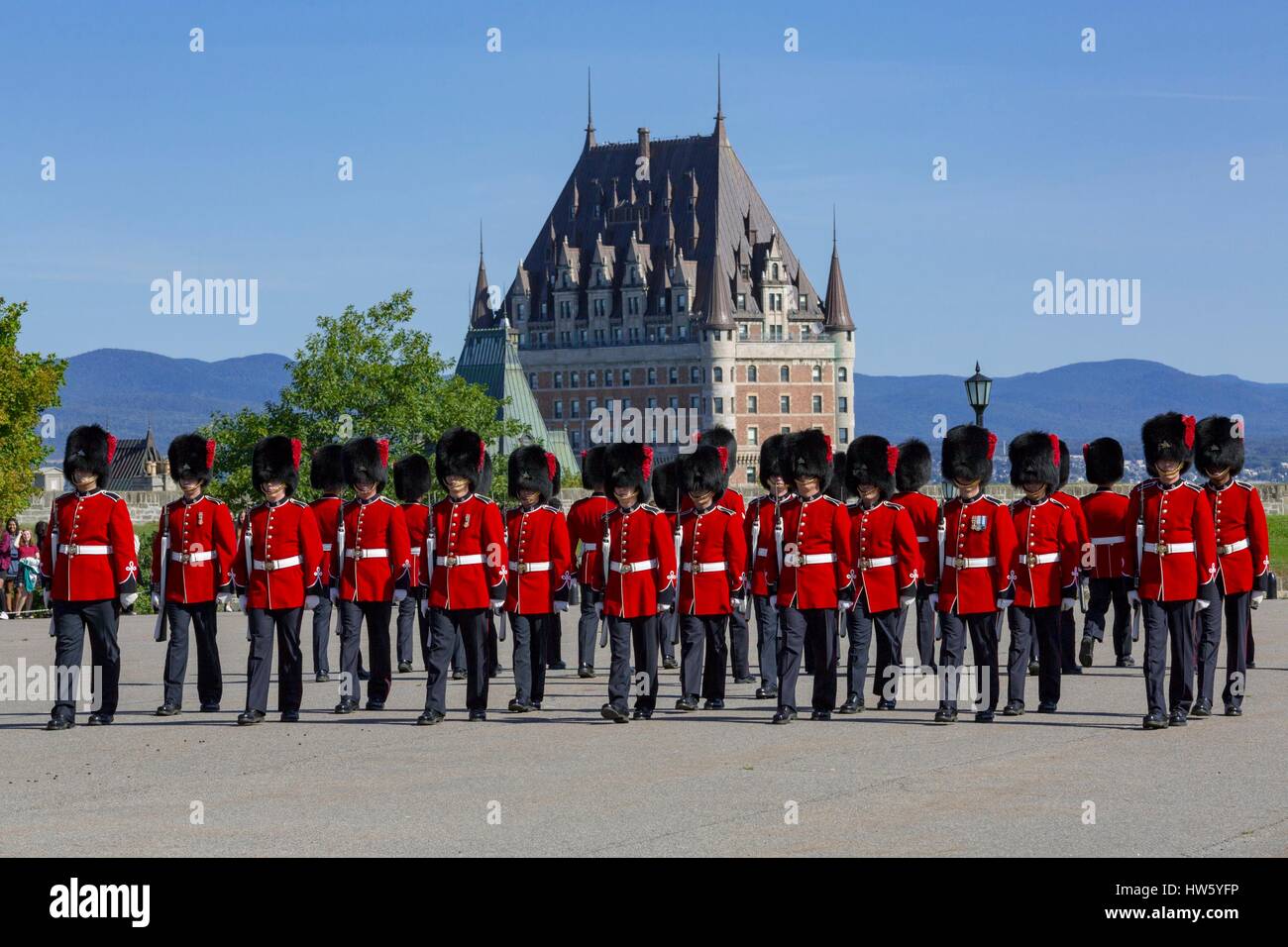 Kanada, in der Provinz Quebec, Quebec City, die Quebecer Altstadt UNESCO Weltkulturerbe, Cap Diamant, die Zitadelle Haus der Königlichen 22 Regiment Museum, die Wachablösung, Zeremonie für die Öffentlichkeit geöffnet im Sommer täglich Stockfoto