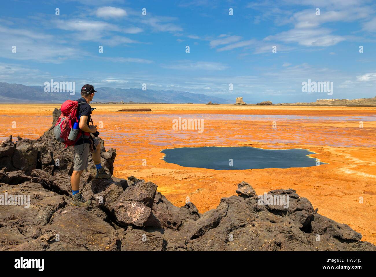 Äthiopien, Afar-Region, Danakil-Senke, Dallol Vulkan Stockfoto