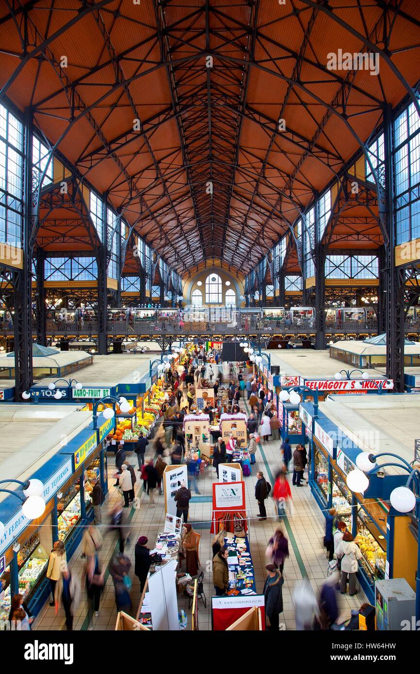 Ungarn, Budapest, aufgeführt als Weltkulturerbe der UNESCO, Central Market in Budapest Stockfoto