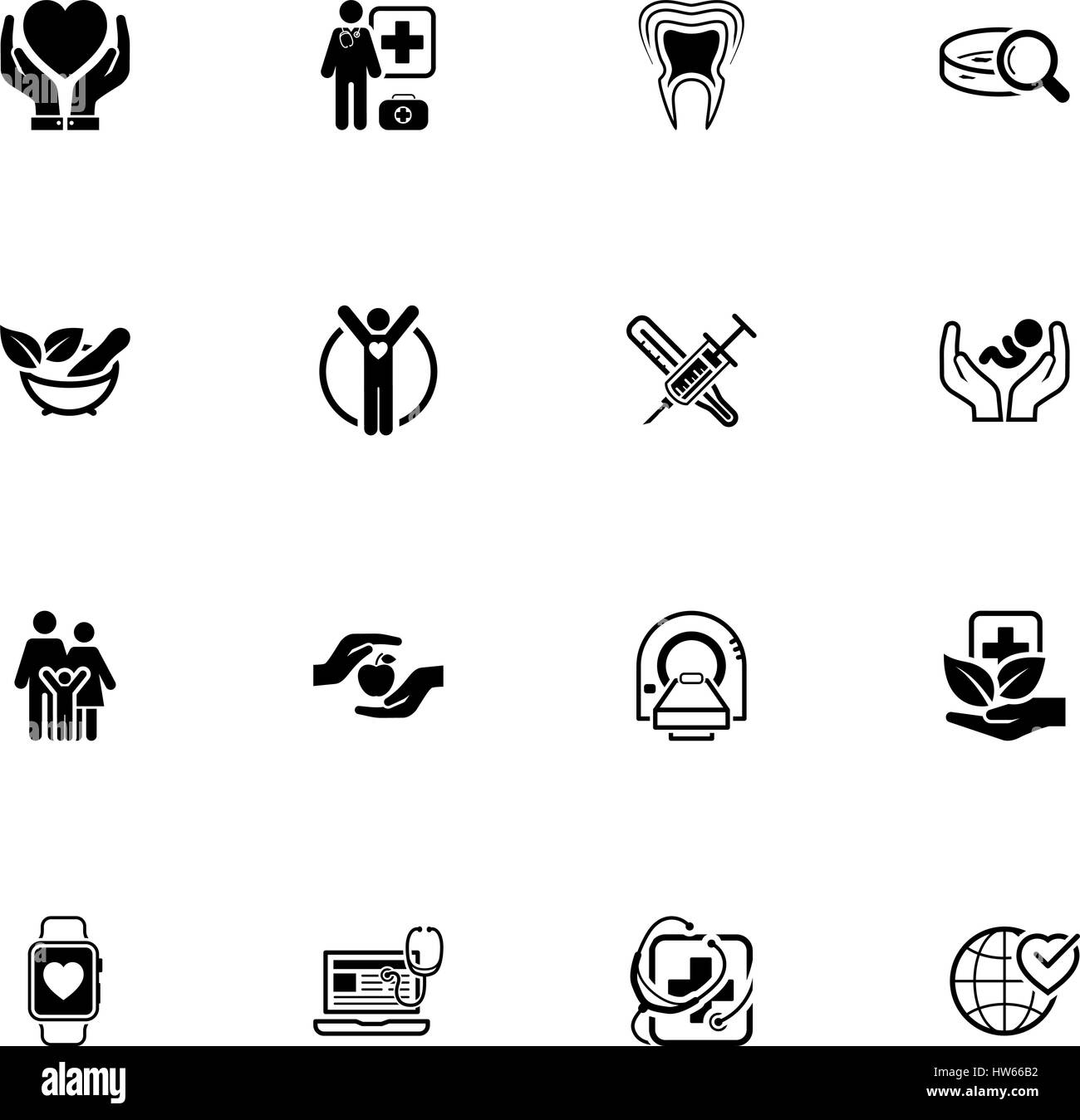 Medizin und Gesundheitswesen Icons Set. Flaches Design. Stock Vektor