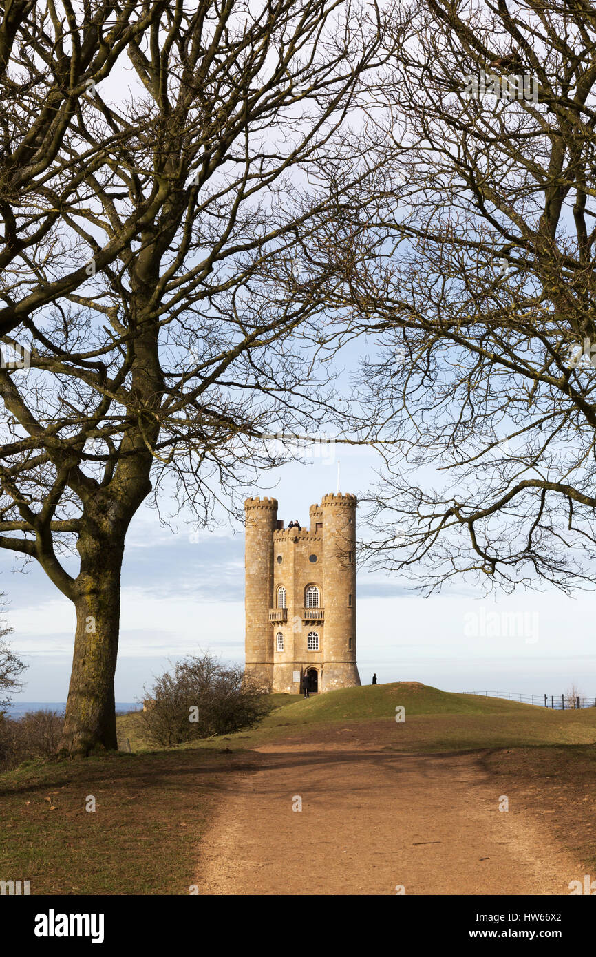 Broadway Tower, ein 18. Jahrhundert Torheit auf Broadway Hill, Cotswolds, Worcestershire England UK Stockfoto