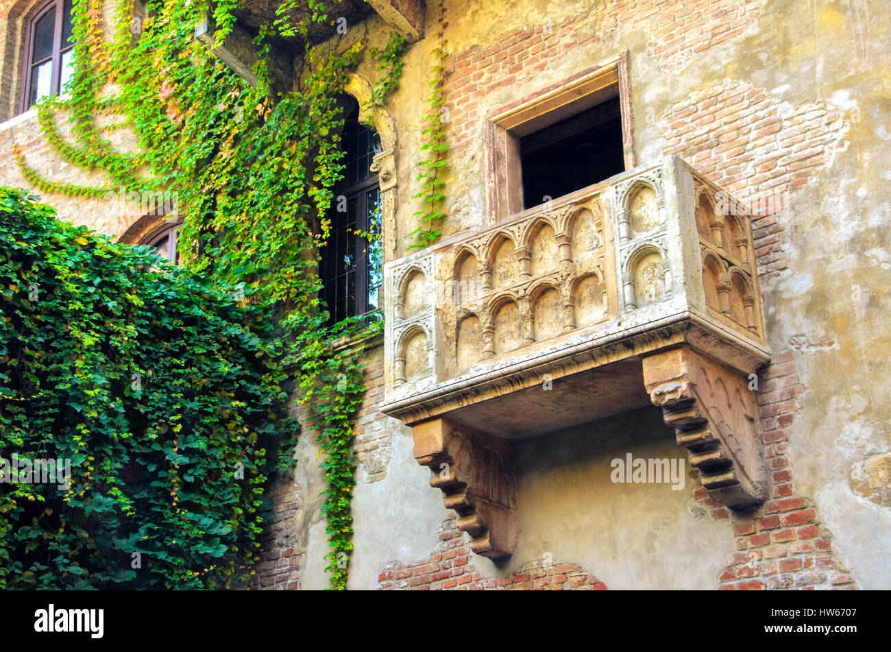 Die ursprüngliche Romeo und Julia Balkon befindet sich in Verona, Italien Stockfoto