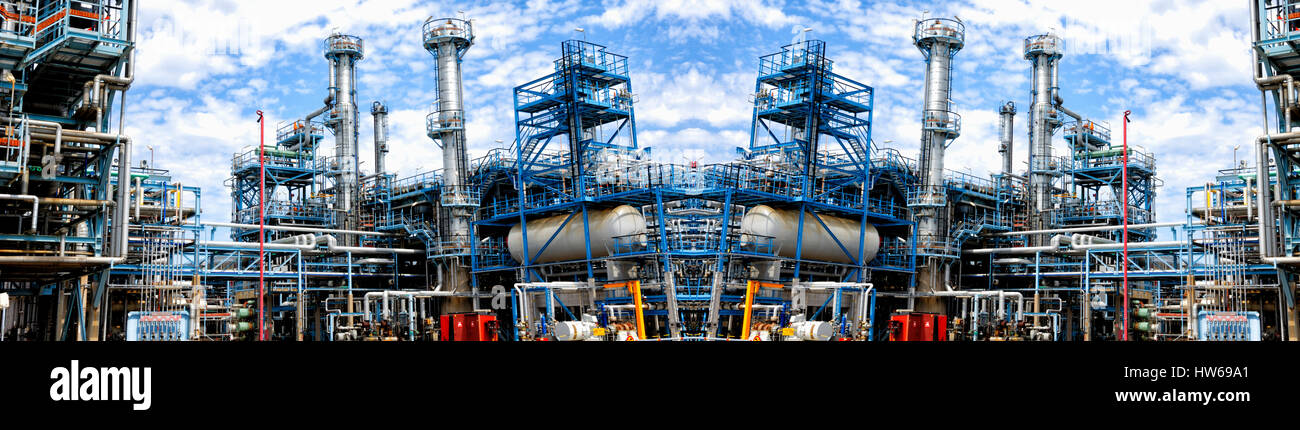 Öl und Gas Raffinerie, Panoramablick. Stockfoto