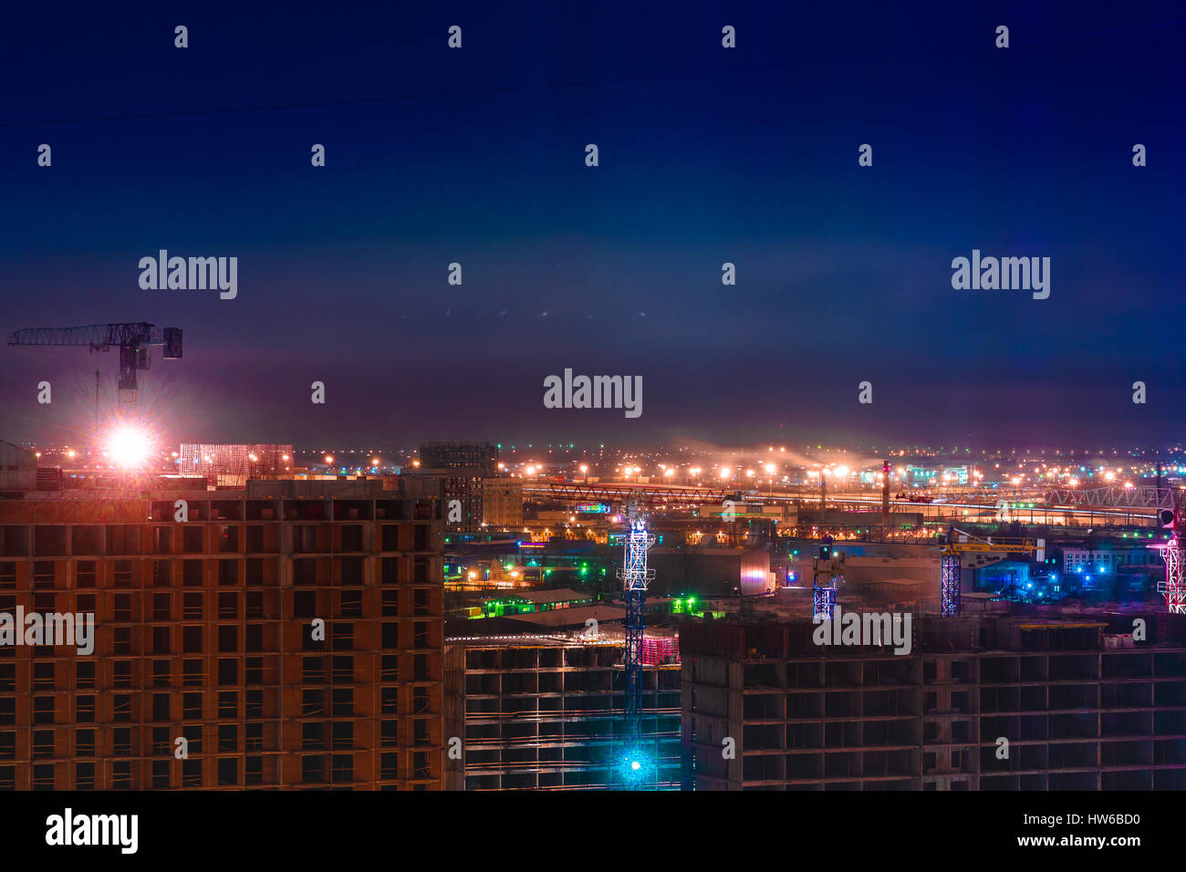 Sankt Petersburg moderne Gebäude in der Nacht. Stockfoto