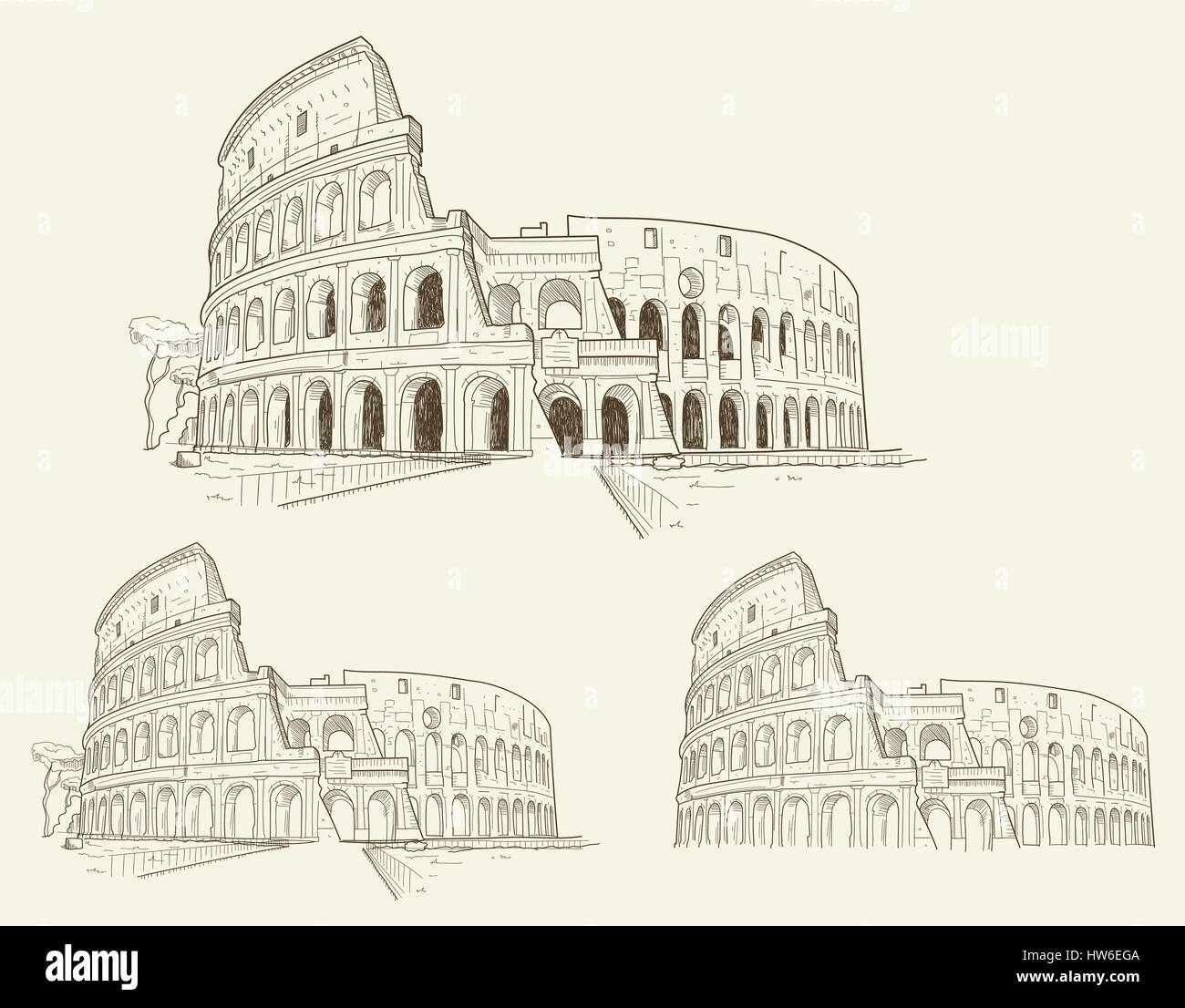 Kolosseum handgezeichnete Vektor-Illustration isoliert Stock Vektor