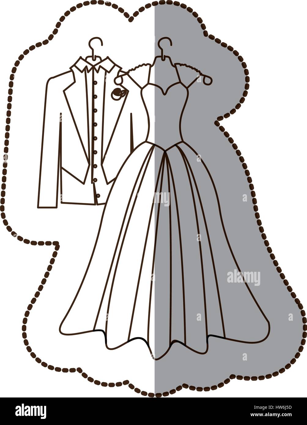 elegante Jacke und Kleid verheiratet-Symbol Stock-Vektorgrafik - Alamy