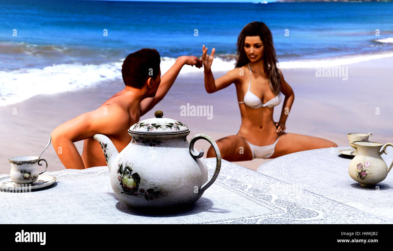 Kaukasische Brautpaar lustig machen über Tai Chi Posen Stockfoto