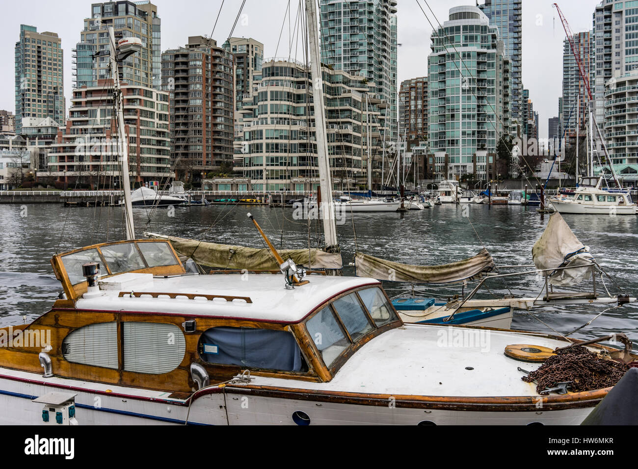 False Creek die Fähre auf Granville Island in Vancouver, Kanada Stockfoto