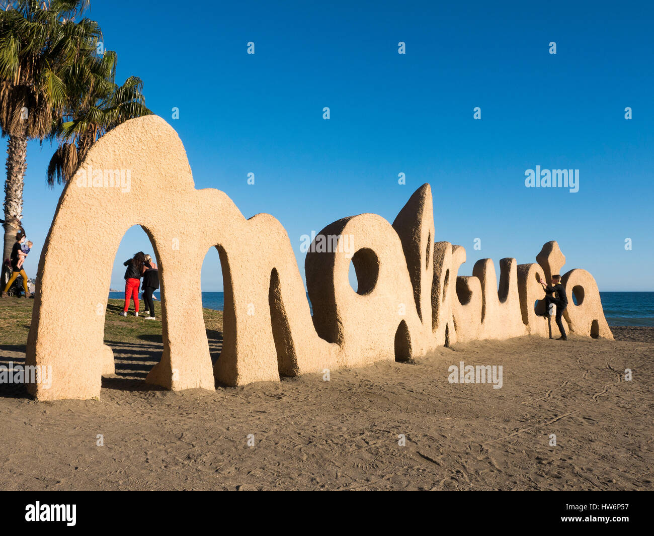 Malagueta Strand. Malaga Costa Del Sol, Andalusien Süd Spain.Europe Stockfoto