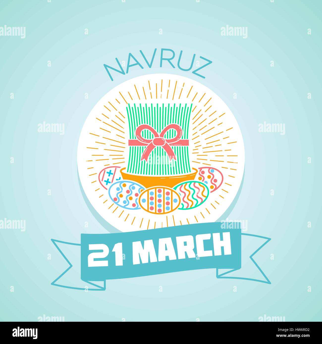 Kalender für jeden Tag am 21. März. Grußkarte. Urlaub - Navruz. Symbol in der linearen Stil Stock Vektor