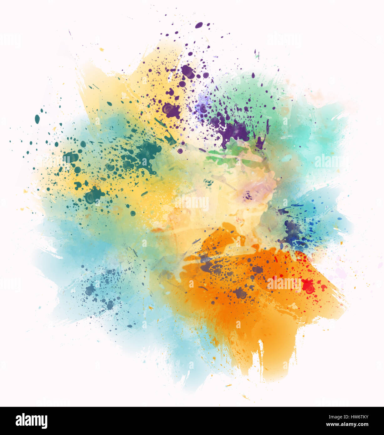 Bunte Aquarell Flecken Und Spritzer Stockfotografie Alamy