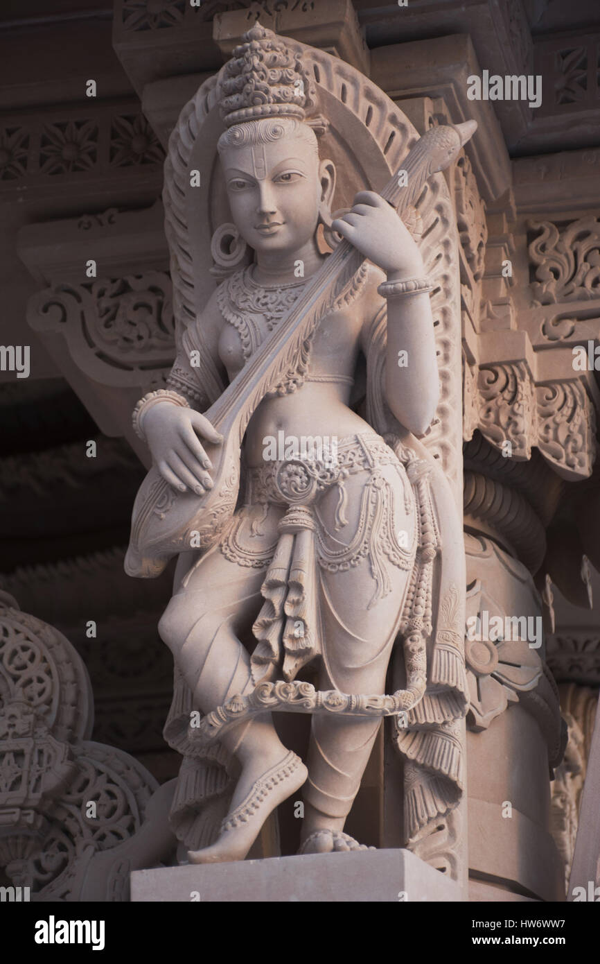 Geschnitzte Skulptur, BAPS Swaminarayan Mandir Katraj, Pune Stockfoto