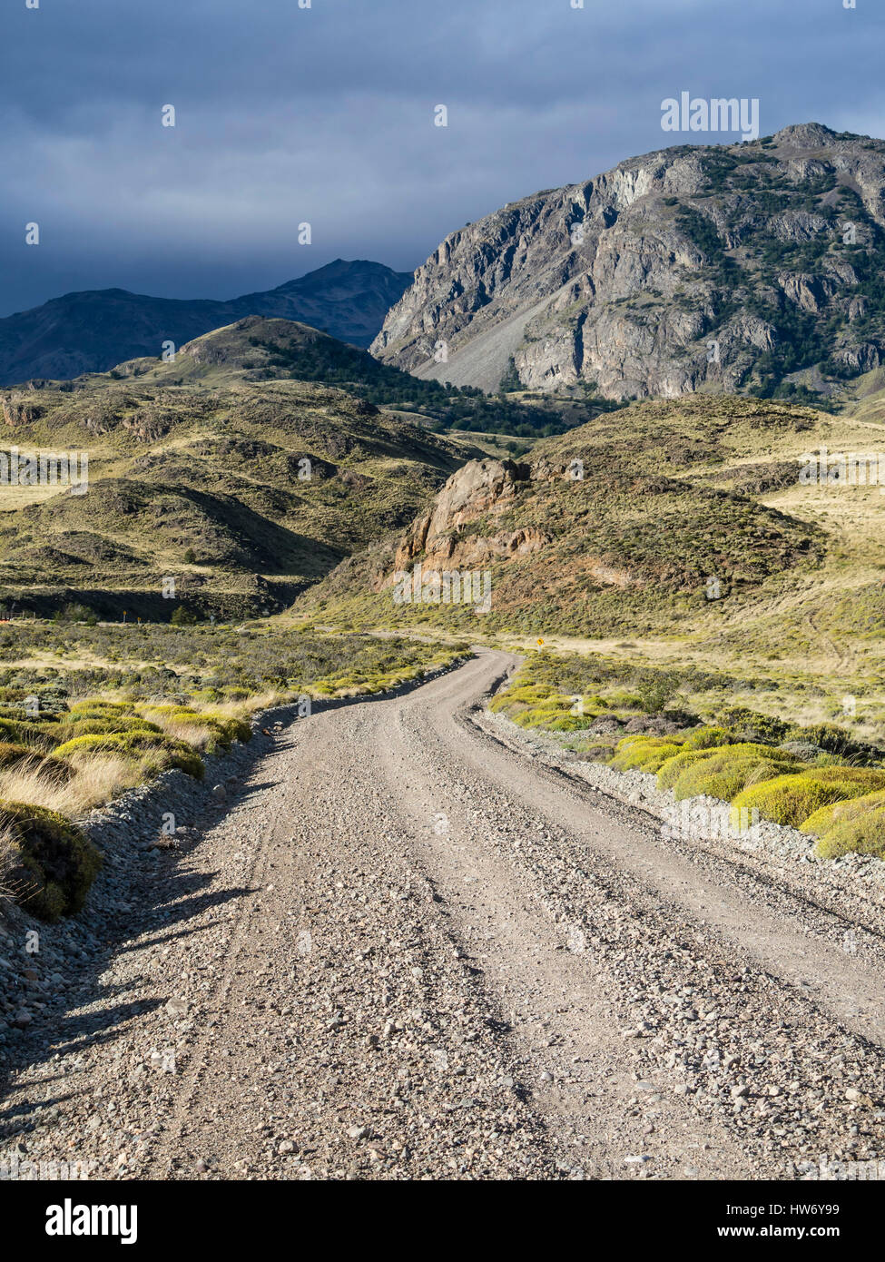 Schotterstraße von argentinischen Grenze, Cochrane, in der Nähe von chilenische Grenze bei Paso Roballos, Patagonien, Chile Stockfoto