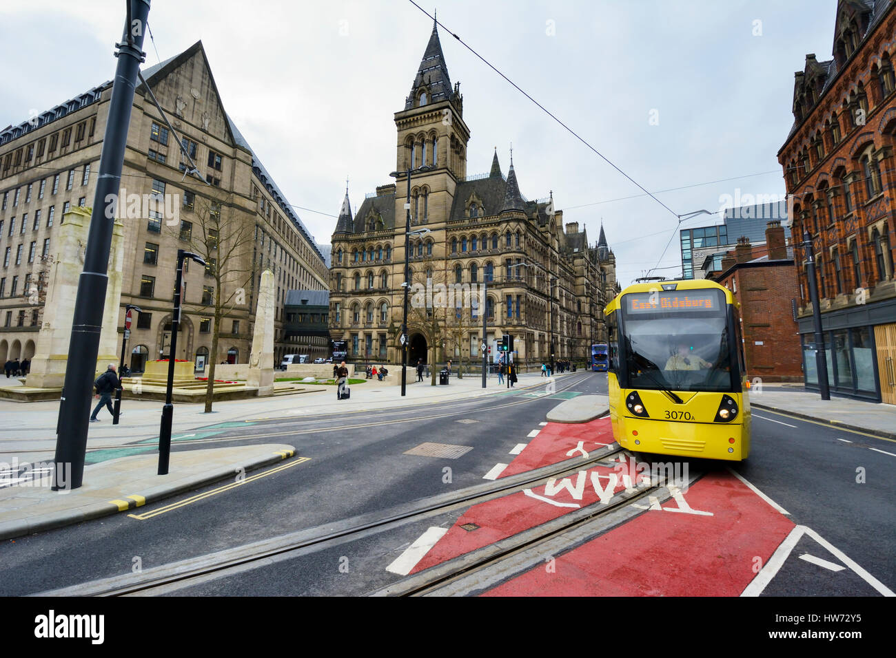 Eingabe von St. Petersplatz auf dem kürzlich eröffneten Abschnitt verbindet Exchange Square und St. Peters-Platz in Manchester Metrolink-Straßenbahn. Stockfoto