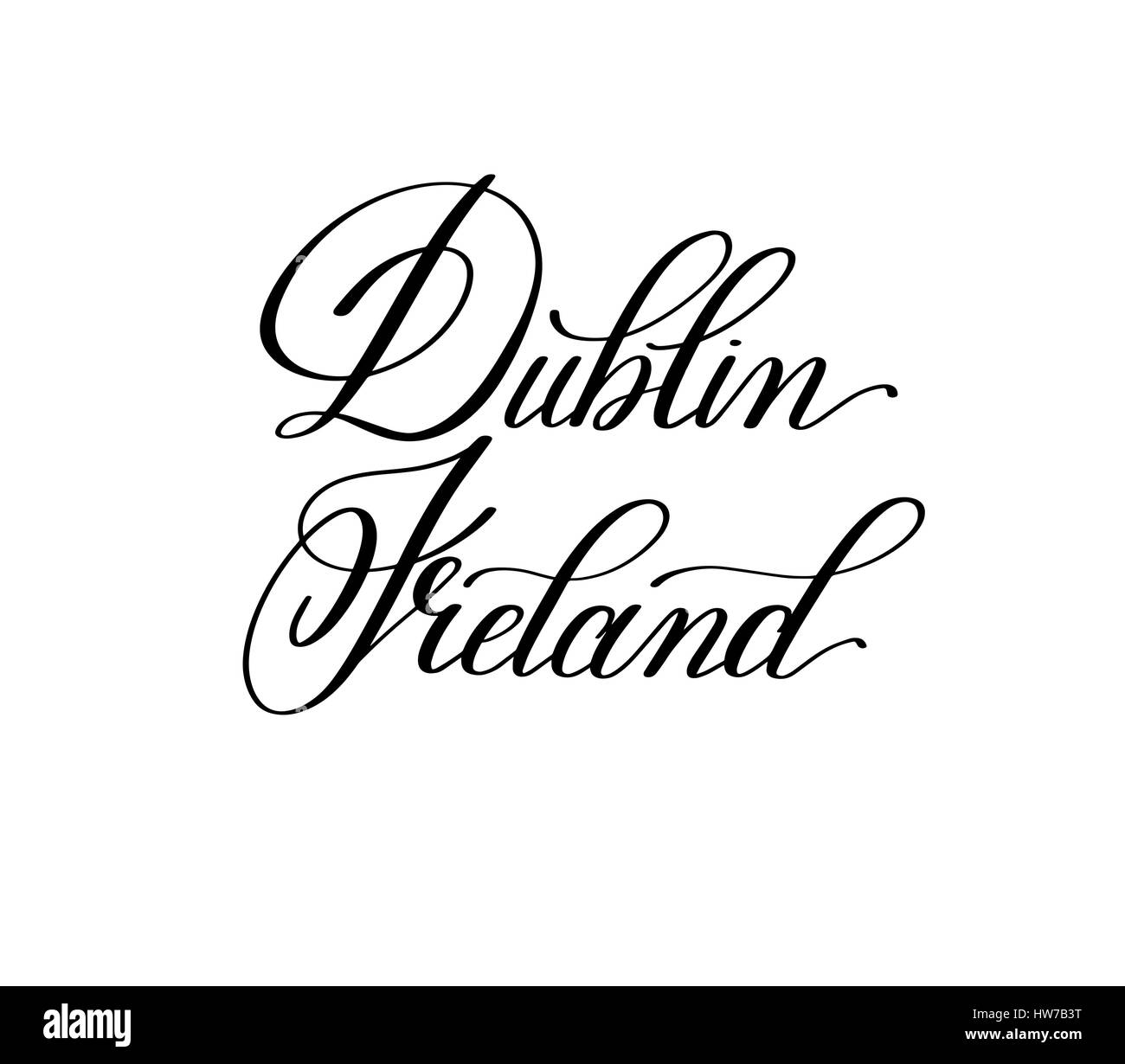 Hand, die den Namen der Hauptstadt Europas - Dublin-Irland-Schriftzug Stock Vektor