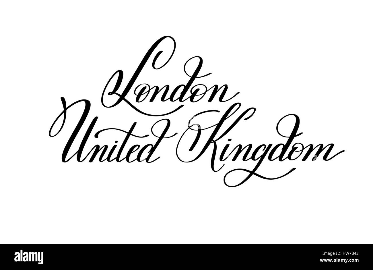 Hand, die den Namen der Hauptstadt Europas - London United Schriftzug Stock Vektor