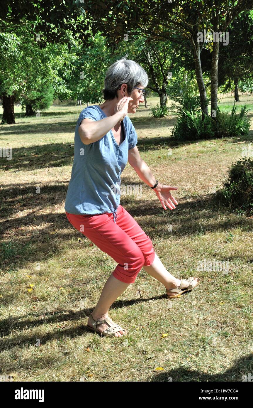 Femme Pratiquant le Tai chi Stockfoto