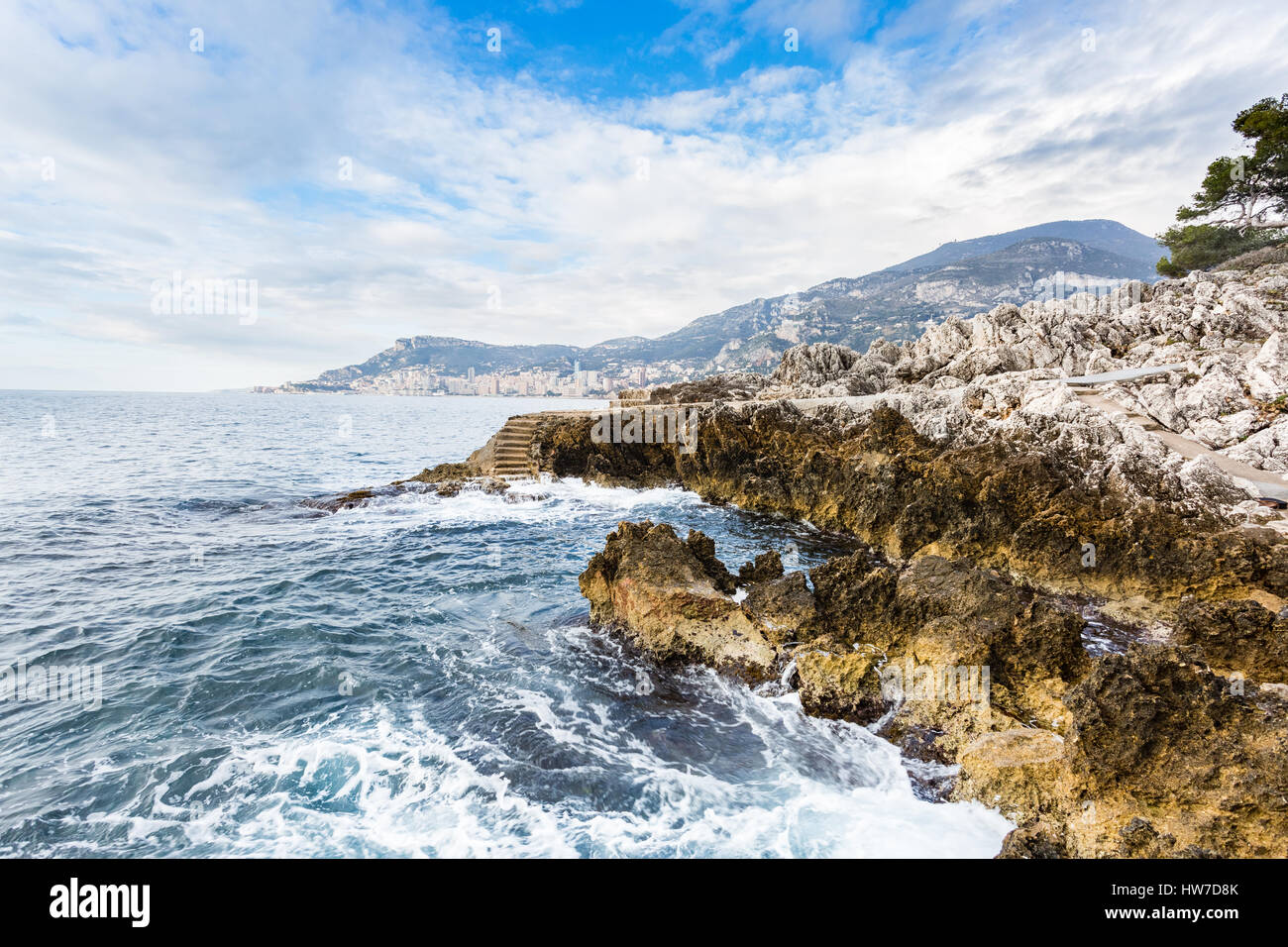 Rauer See auf die Bucht von Monaco Stockfoto