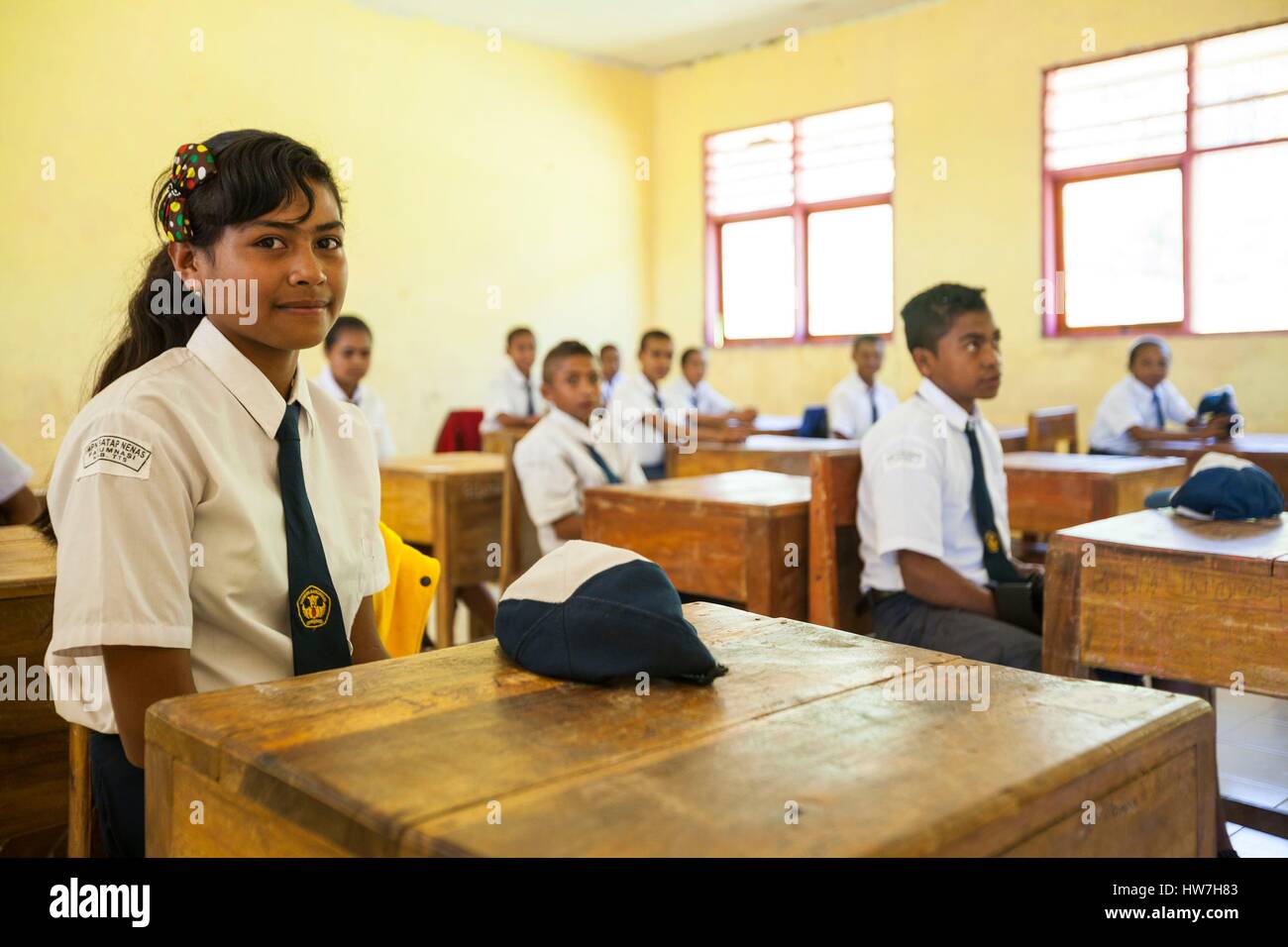 Indonesien, Ost-Nusa Tenggara, West-Timor, South Central Timor Regency, Nenas, Kinder in der Schule Stockfoto
