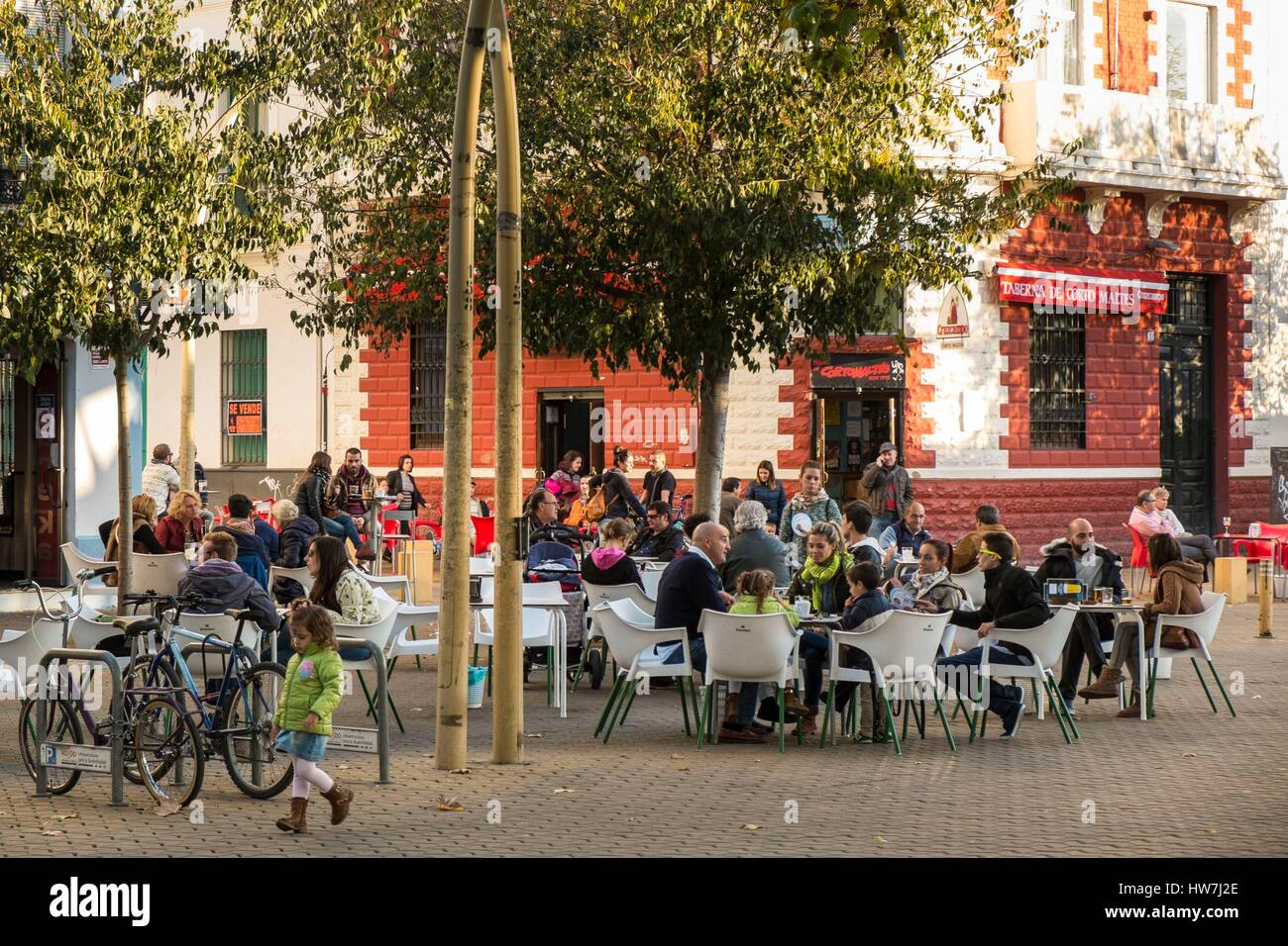 Spanien, Andalusien, Sevilla, Feria Bezirk Alameda de Hercules Stockfoto