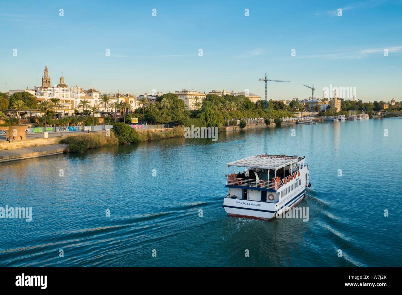Spanien, Andalusien, Sevilla, Ausflüge mit dem Boot auf das Becken des Guadalquivir Stockfoto