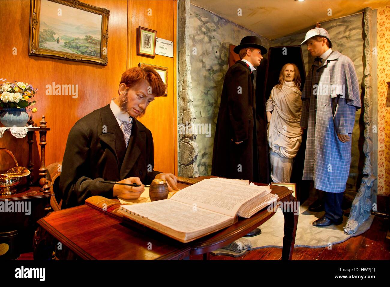 Vereinigtes Königreich, London, Anzeige im Sherlock Holmes Museum Stockfoto