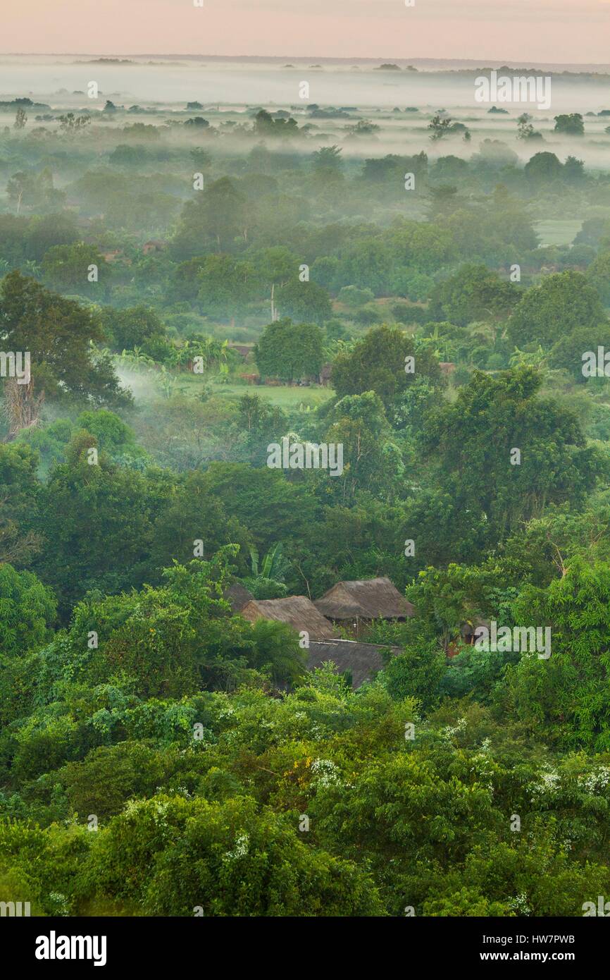Madagaskar, südwestlich, Melaky, Bekopaka, Morgennebel und Umgebung: Stockfoto