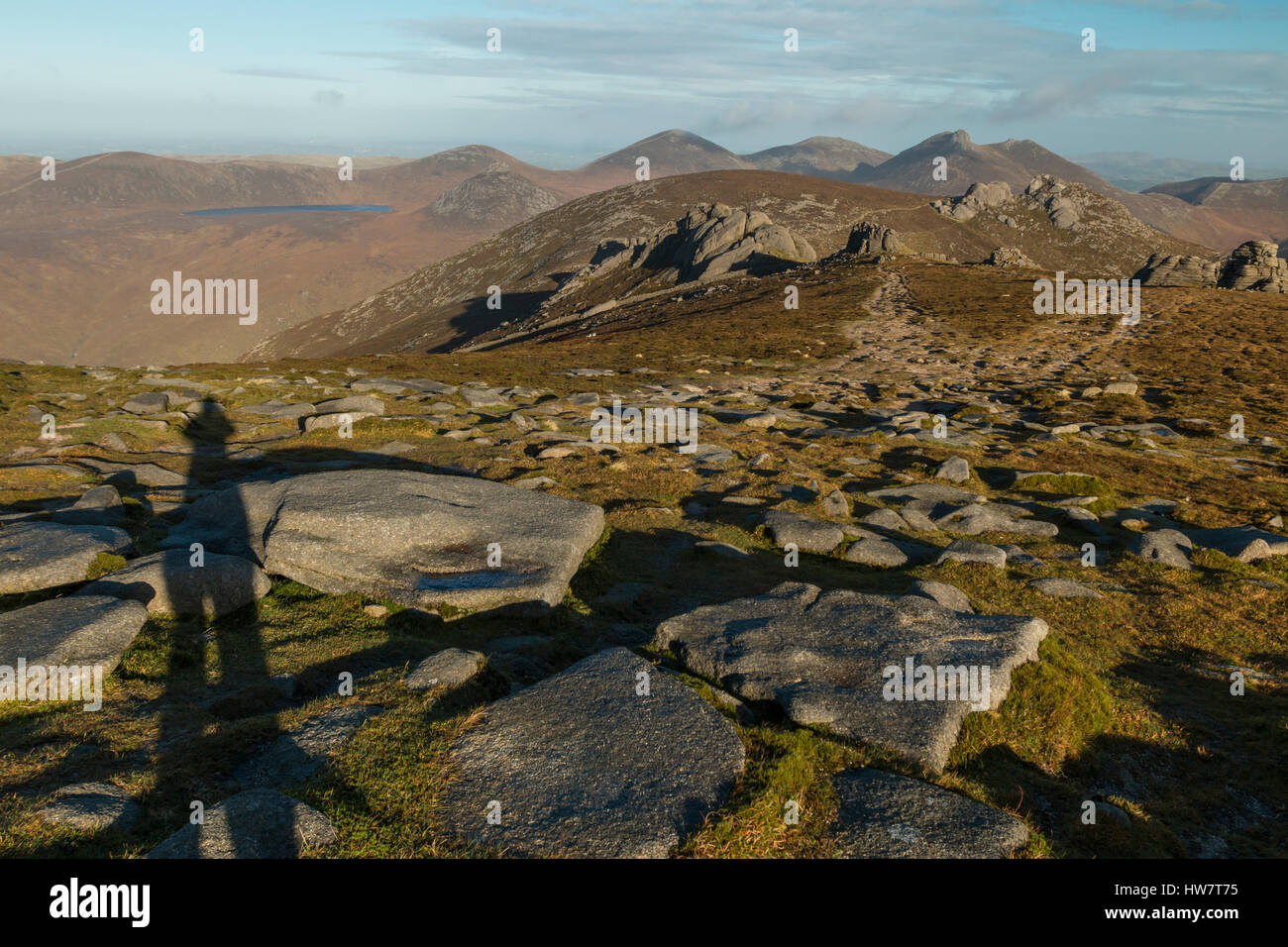 Gipfel des Slieve Binnian in den Morne Bergen in Nordirland. Stockfoto