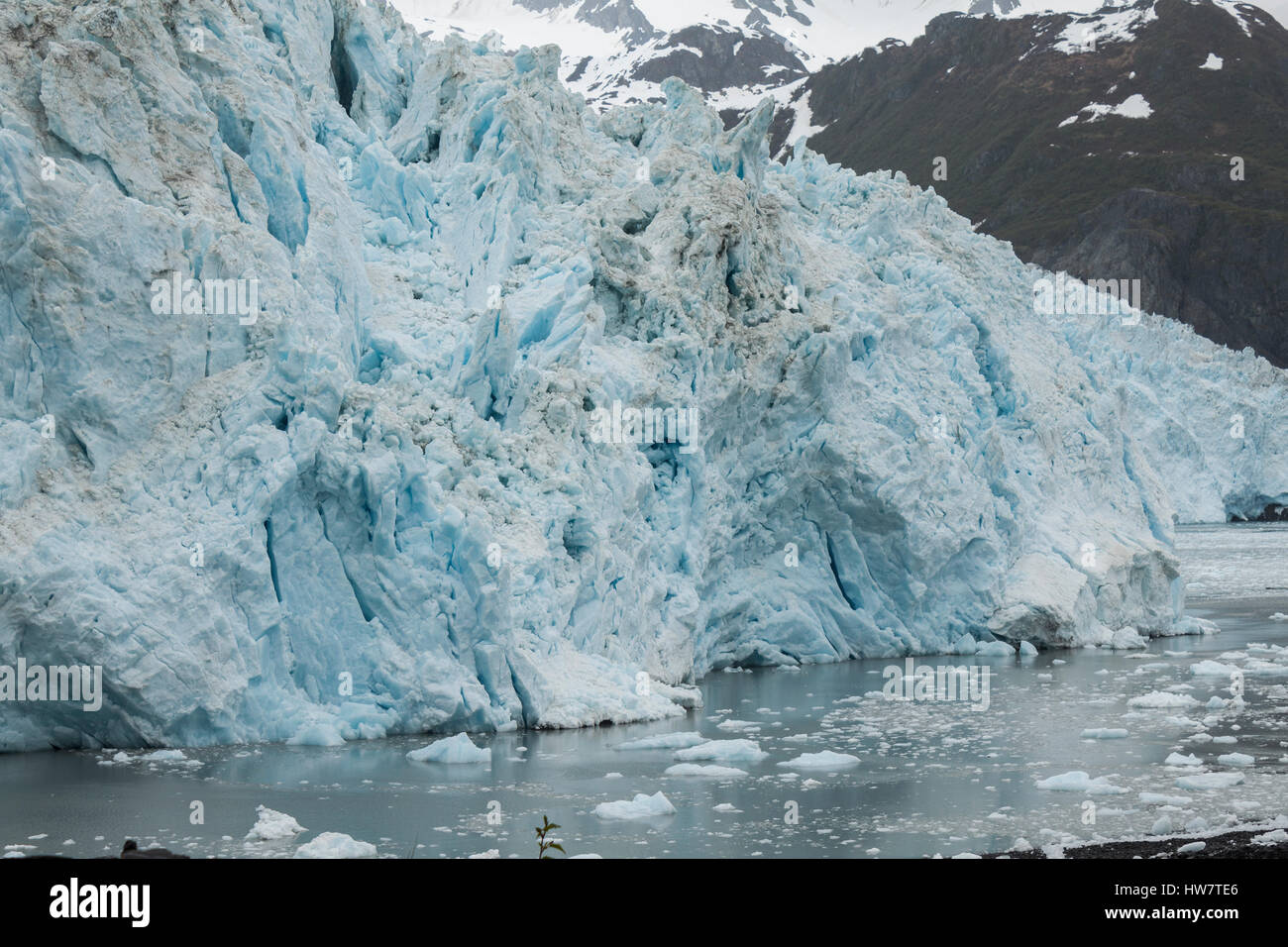 Hautnah am Aialik Gletscher in Kenai Fjords Nationalpark, Alaska. Stockfoto