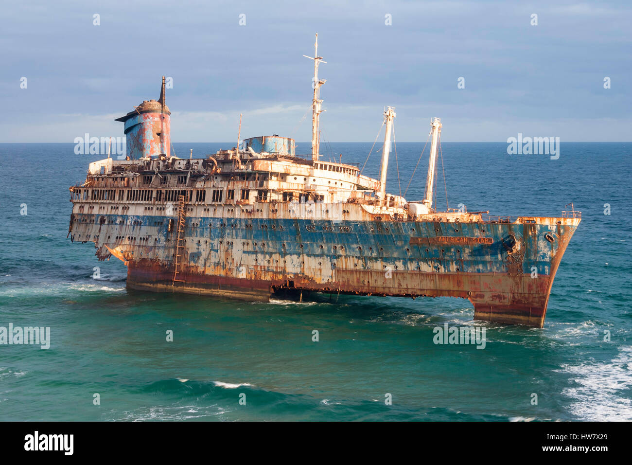 SS American Star Schiffbruch auf Fuerteventura, Kanarische Inseln, Spanien Stockfoto