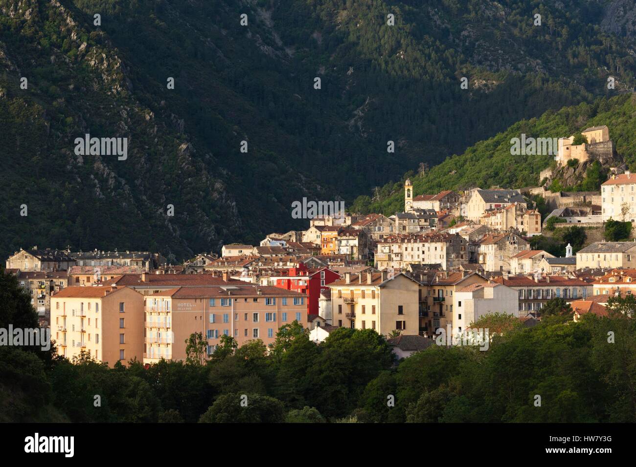 Frankreich, Haute Corse, zentralen Bergregion, Corte, Stadt und Zitadelle Stockfoto