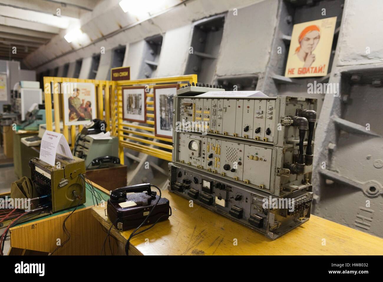 Russland, Moskau, Taganka-Bereich, ZKP Tagansky Cold War Museum, unterirdische Kommunikation Bunker, Kommunikation Stockfoto