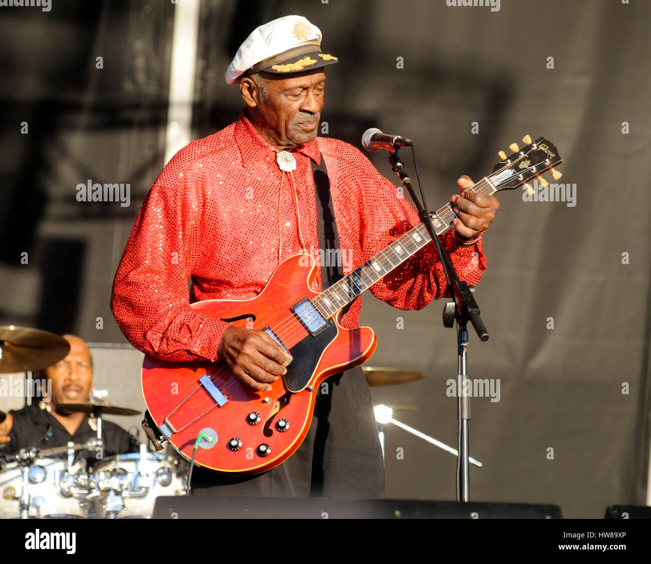 Chuck Berry die live beim Virgin Mobile Festival 2008 in Baltimore, Maryland am 9. August 2008. © David Atlas/MediaPunch Stockfoto