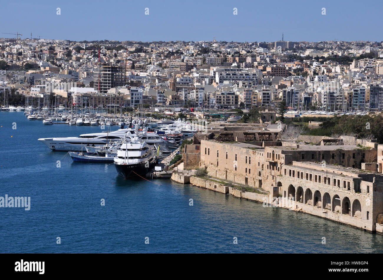 Superyachten auf Manoel Island, Malta Stockfoto