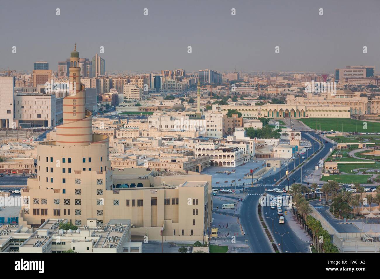 Katar, Doha, FANAR, Katar Islamisches Kulturzentrum, erhöhten Blick am Morgen Stockfoto