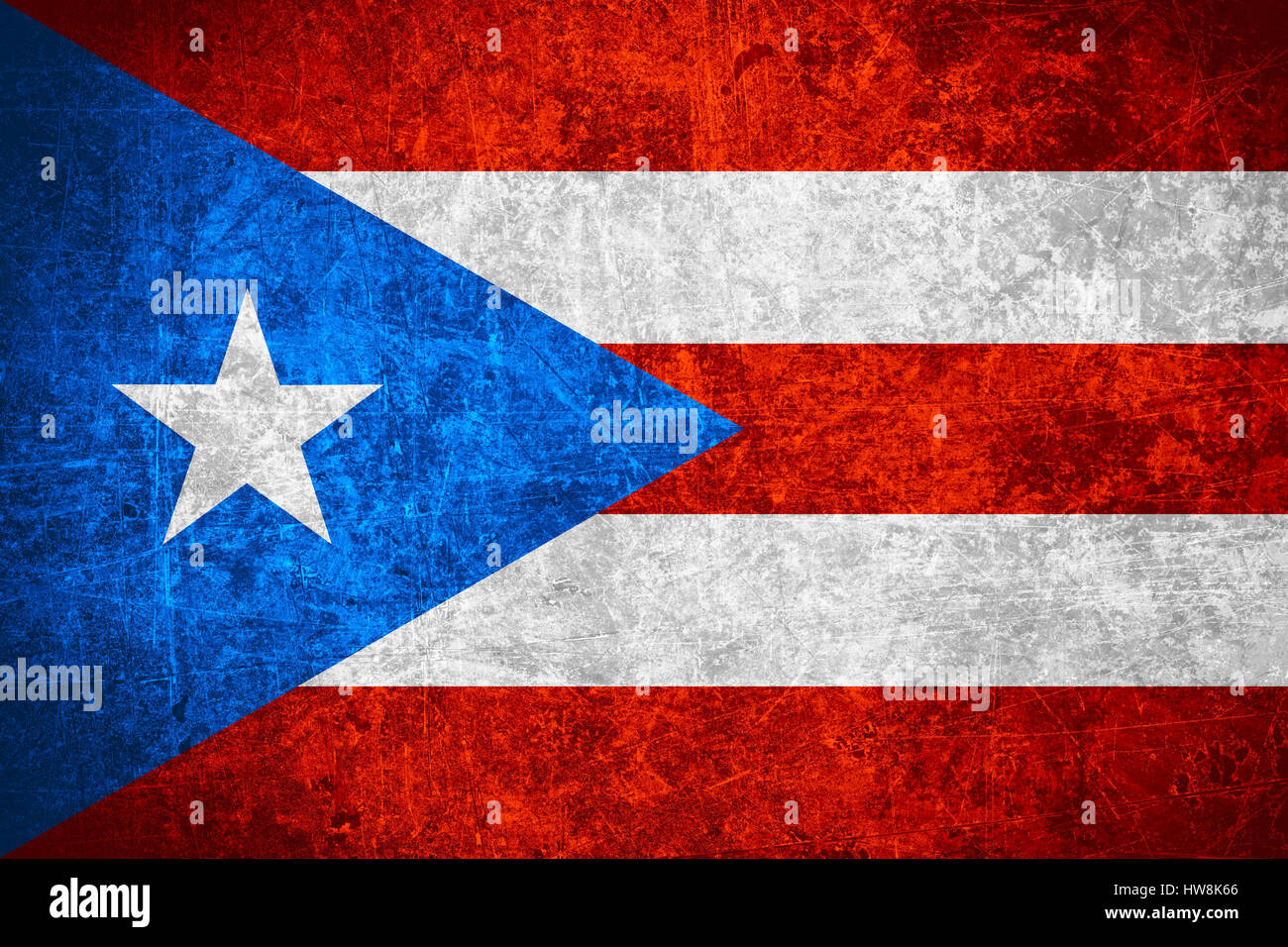 Flagge von Puerto Rico oder Puerto Rican Banner auf zerkratzten Vintage Textur Stockfoto