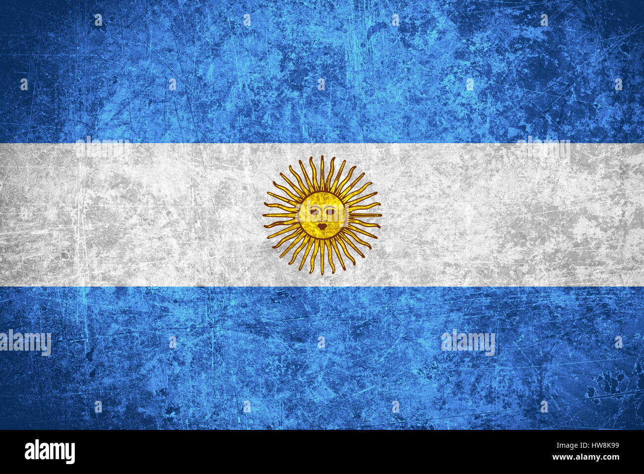 Flagge von Argentinien oder argentinisch Banner auf zerkratzten Vintage Textur Stockfoto