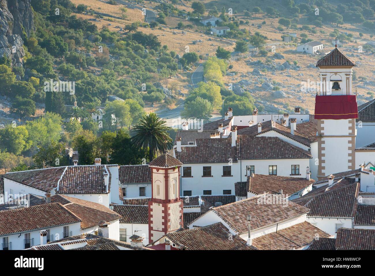 Spanien, Andalusien, Provinz Cadiz, Grazalema, Sierra de Grazalema Naturpark, weißes Dorf (Pueblos Blancos) Stockfoto