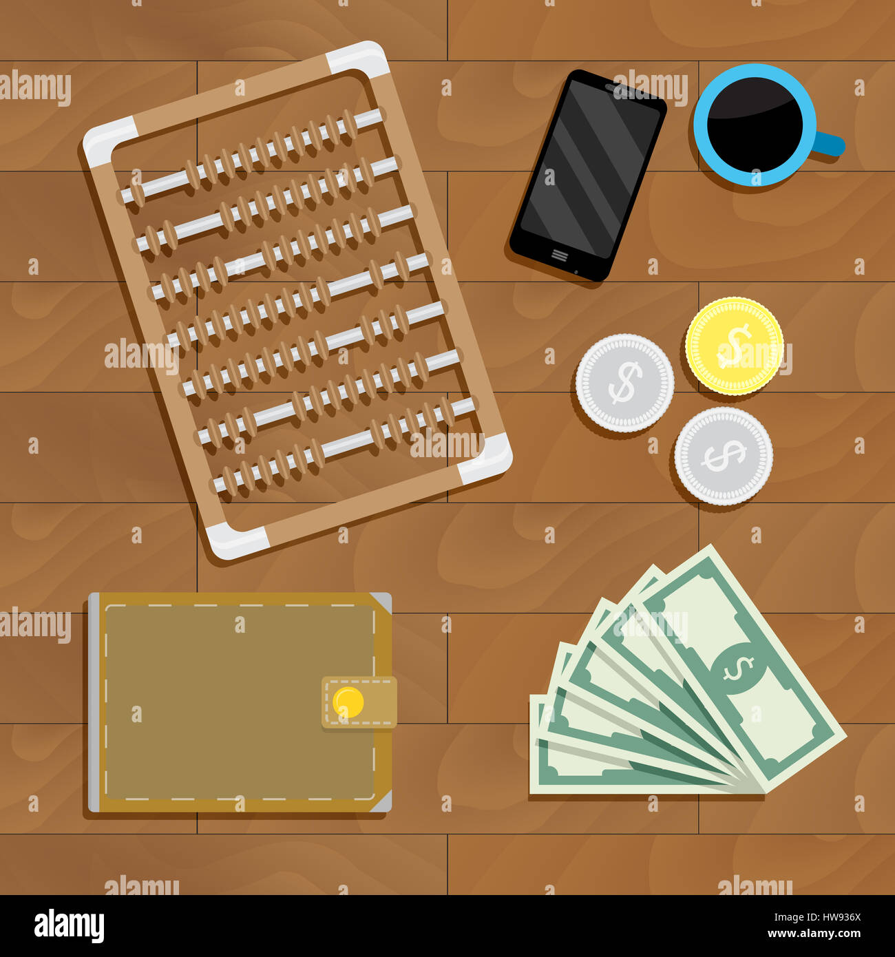 Finanzielle Geschäftskonto. Investitionen und zählen, Geschäft Banknote Rechnung, Vektor-illustration Stockfoto