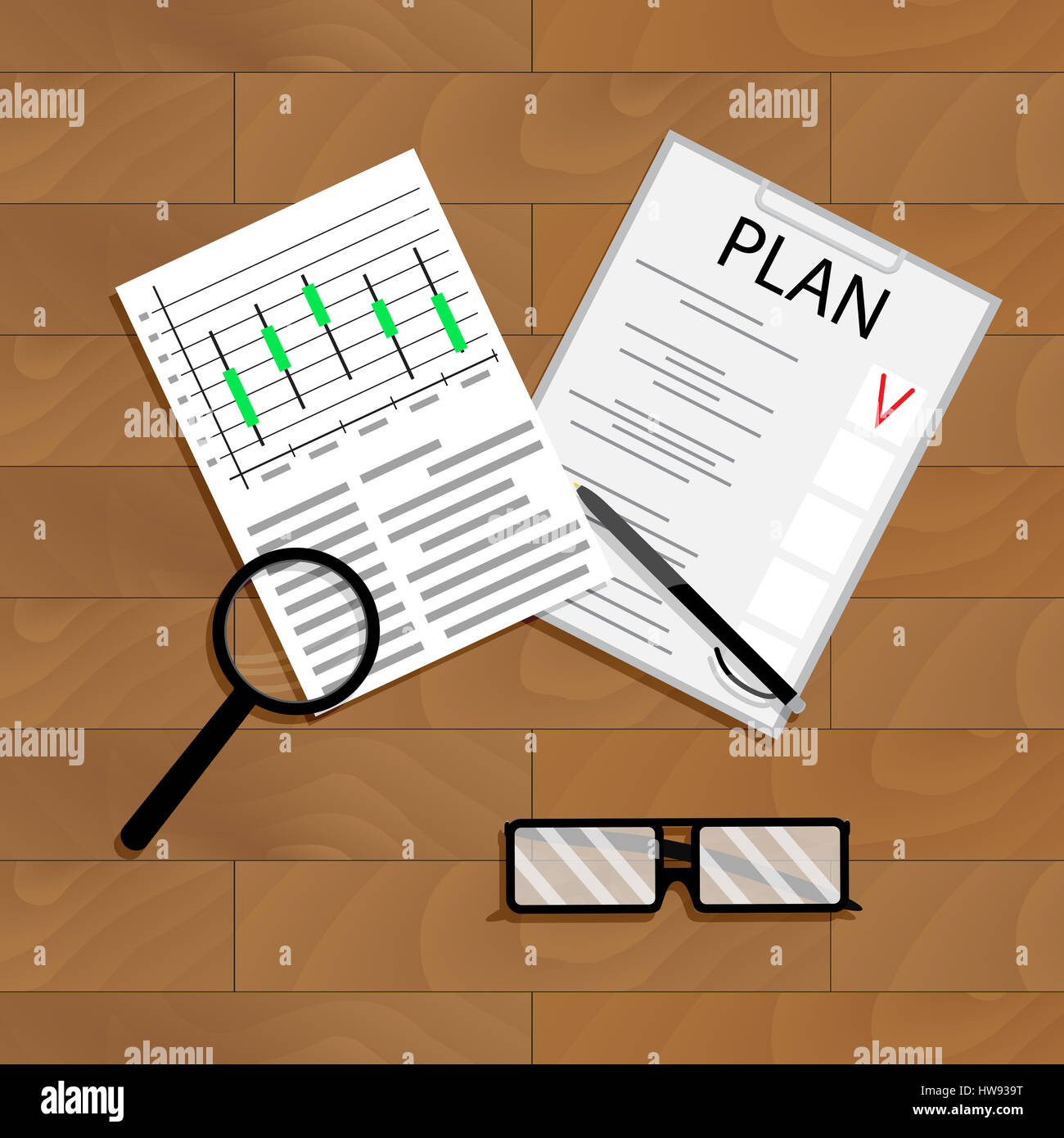 Wirtschaftliche Planung Vektor. Prognostizierten Investitionen Diagramm und Chart Profit Plan Illustration Stockfoto