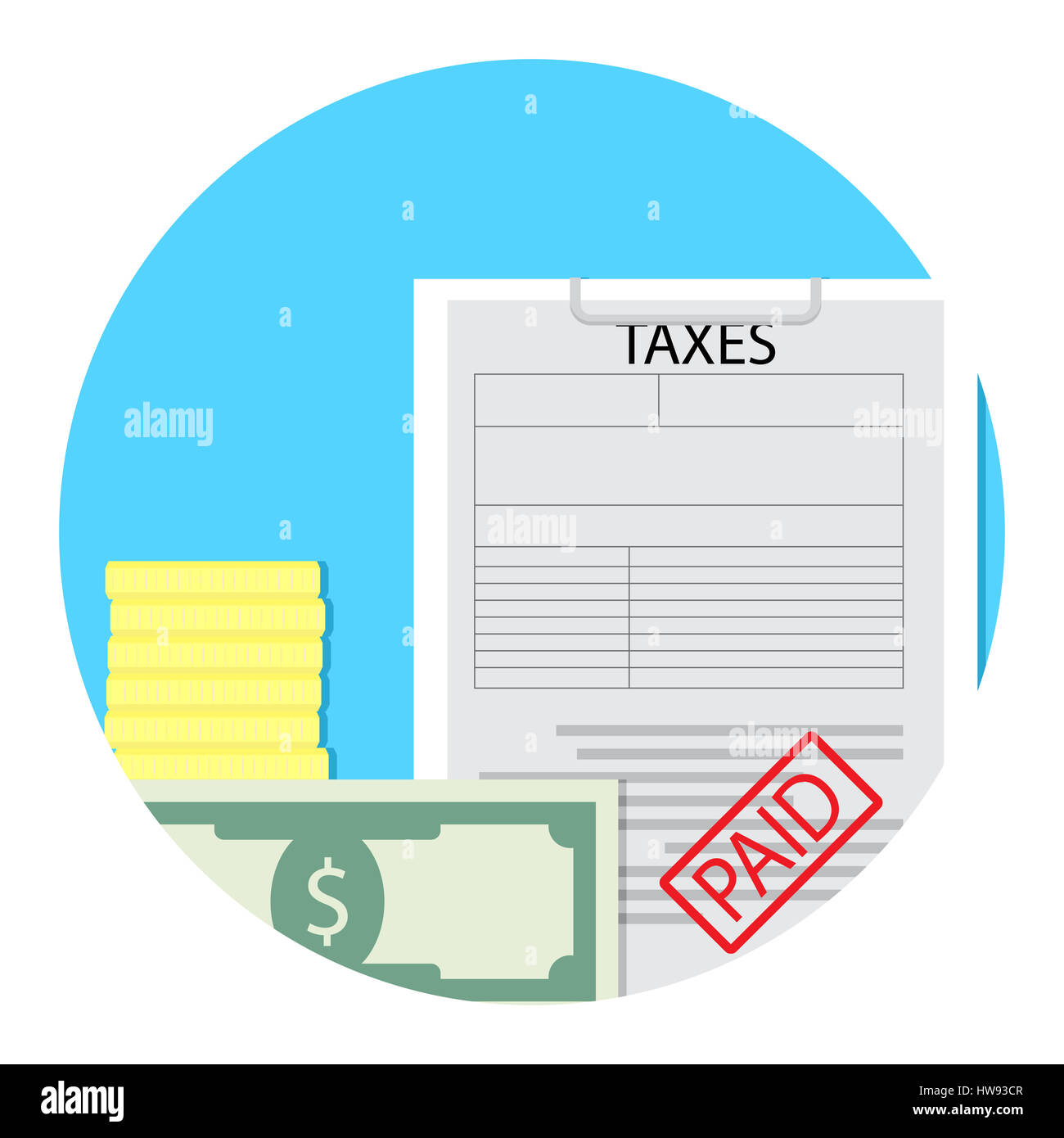 Gezahlte Steuer-Symbol. Steuern und Haushalt Gewinn, banking Vektor-illustration Stockfoto
