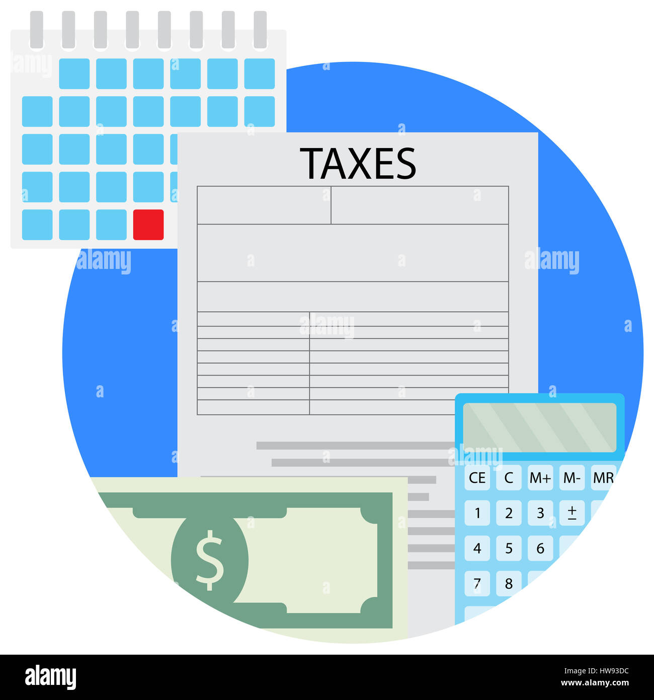 Taxacation Vektor Icon. Zählung von Banknoten, Besteuerung Berechnung Abbildung Stockfoto